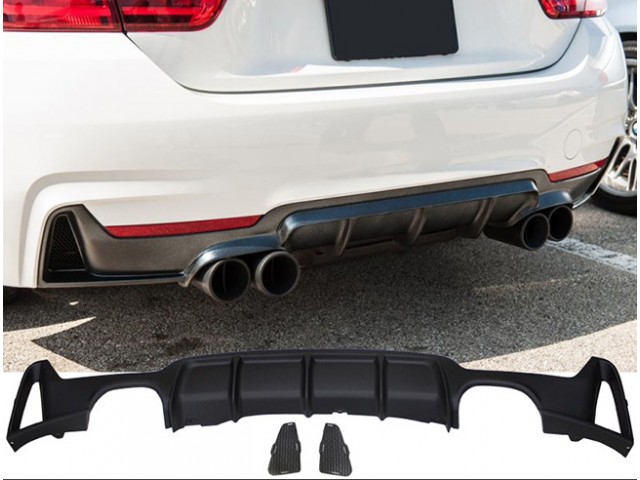 MotorFansClub Exhaust Rear Bumper Diffuser for 2014-2019 BMW F32 F33 F36 435i Quad Exhaust Tip Opening Carbon Fiber