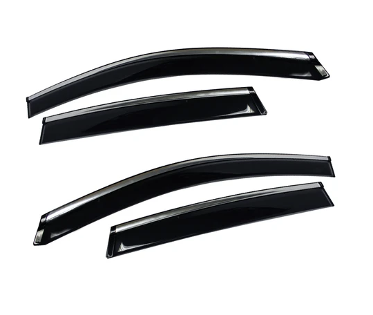 Chrome Trim Window Visor Rain Guards For 2013-2019 Hyundai Santa Fe XL – 4-Piece Set, Smoke