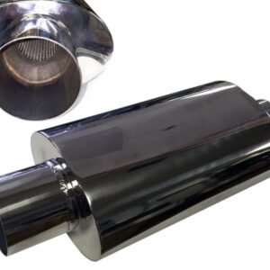 Muffler 304 Stainless Steel Oval Universal Performance Exhaust Straight cut
